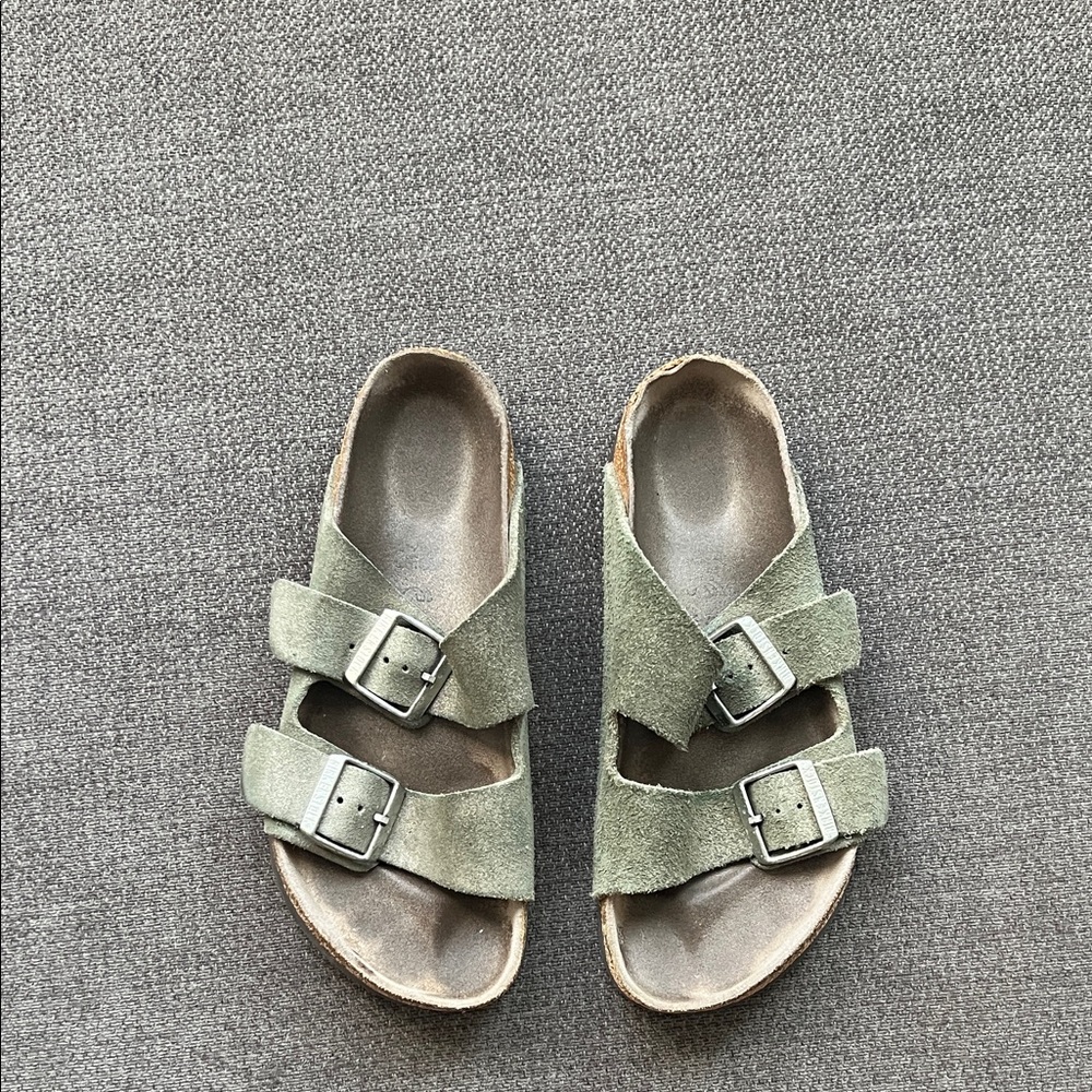 Birkenstock Women Green Suede Sandals